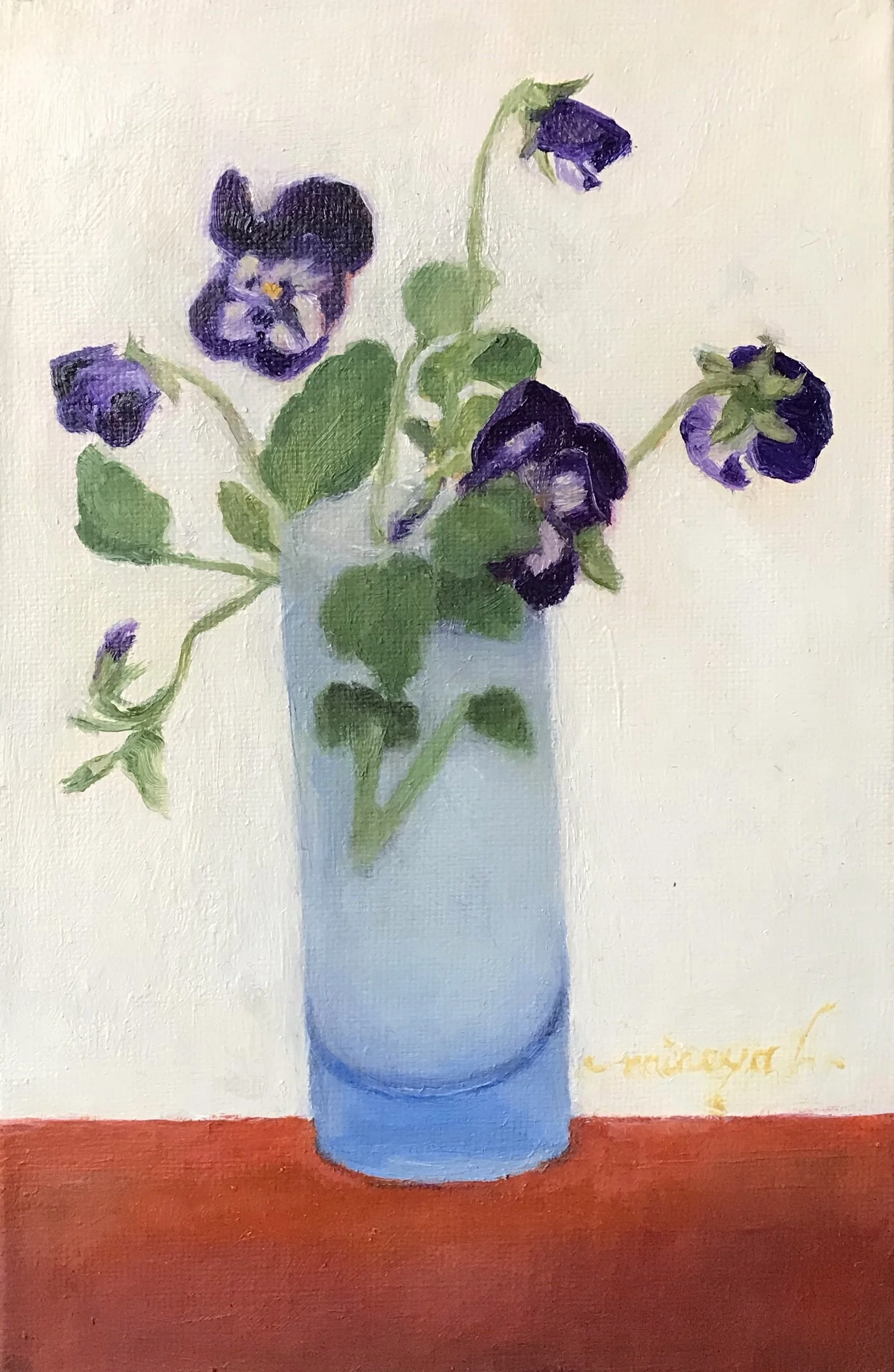 Viola oil painting from life. Representational artwork.