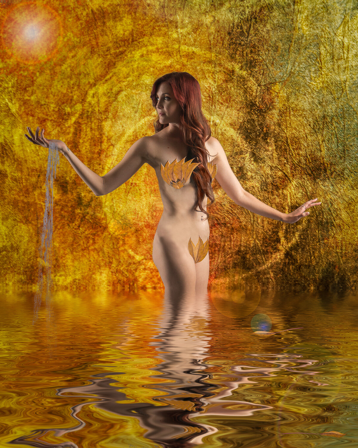 boudoir portrait photo, woman in water with reflection, Cowichan Valley to Nanaimo
