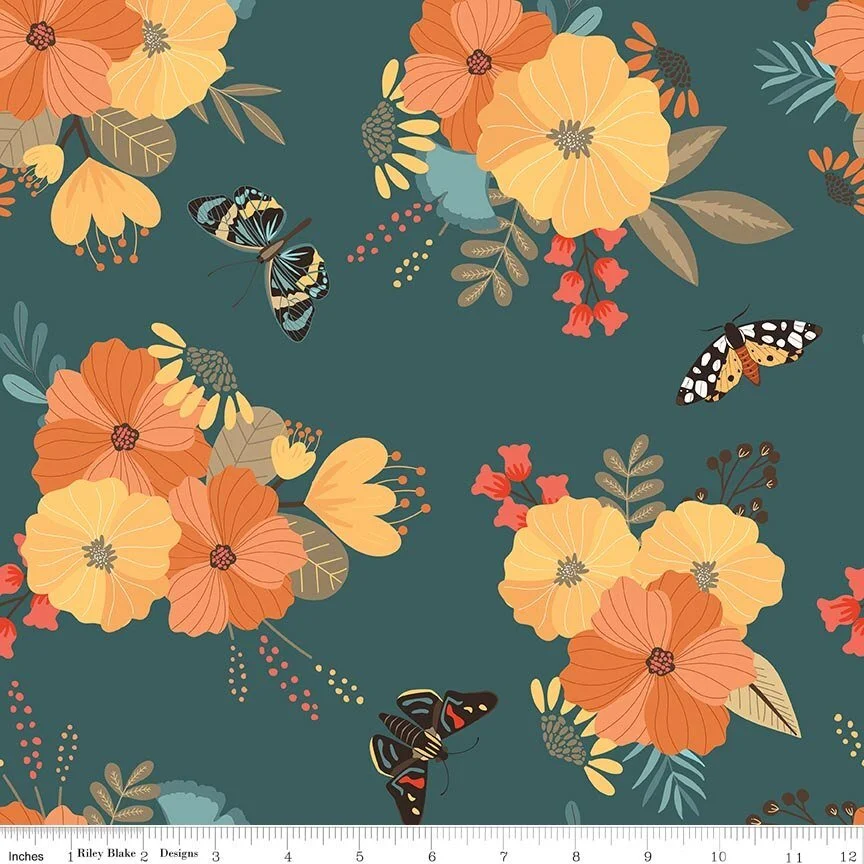Riley Blake Designs: Secret Garden Main Teal by Amanda Castor (C18040-TEAL)