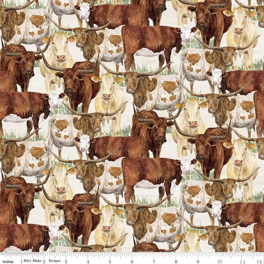 Riley Blake: The Homestead Herd of Cattle Cream by Tara Reed (CD18231-CREAM)