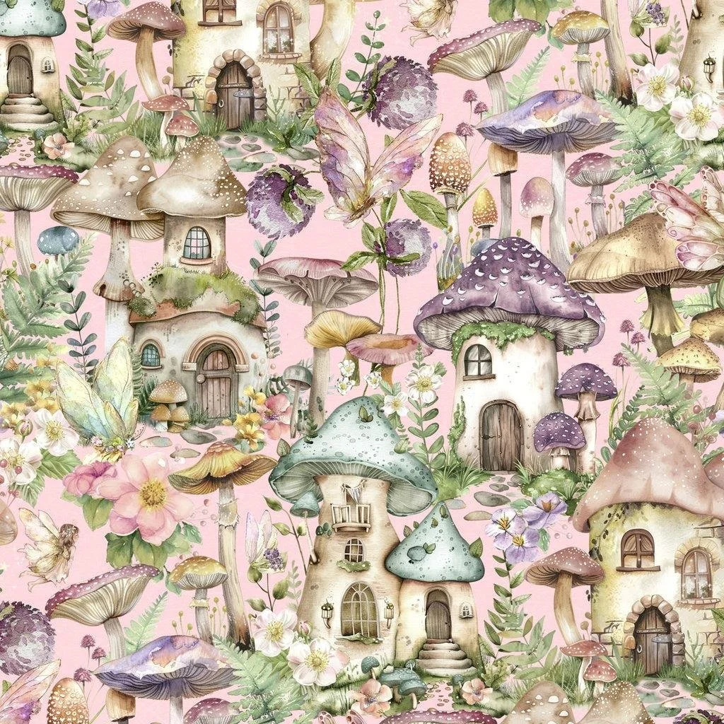 White Owl Textiles: Fairy Boutique Pixie Town Pink by Graphic 45 ( W130-027-140)