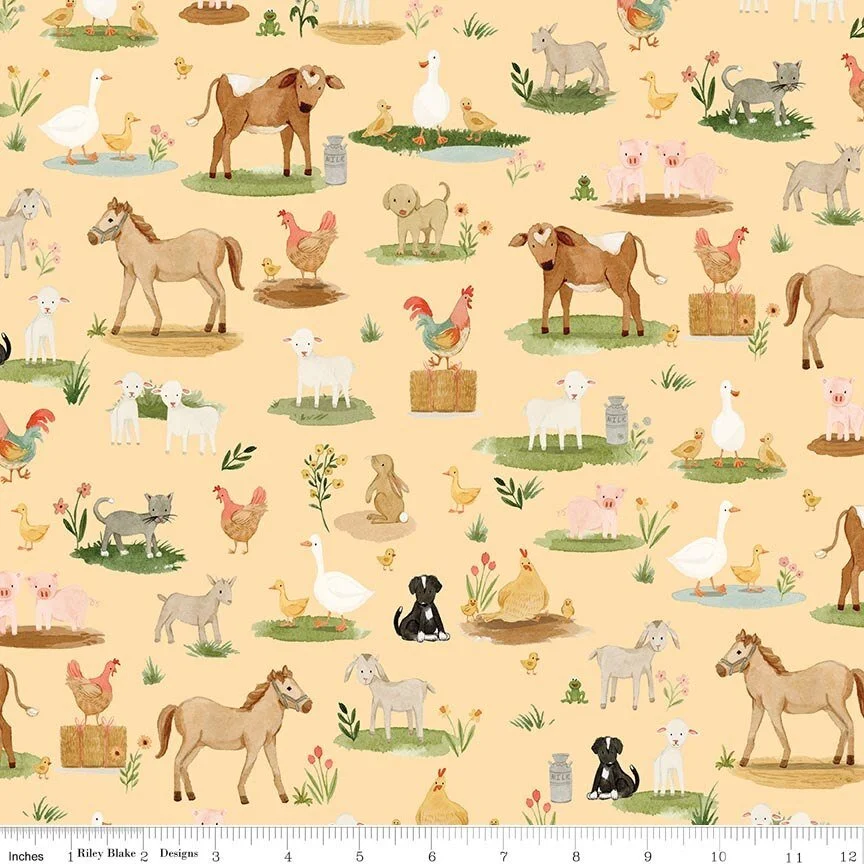 Riley Blake Designs: Lil' Farm Friends on the Farm Butter by Kelsey Carlson (C17941-BUTTER) (Copy)