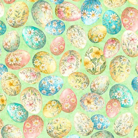 QT Fabrics: QT Cuties 3 Easter Eggs Light Blue by Morris Creative Group (31857-B)