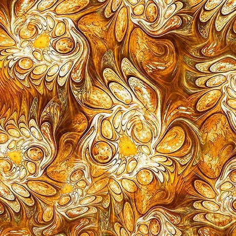 QT Fabrics: Feline Fantasia Marble Abstract Amber by Morris Creative Group (31373 -S)