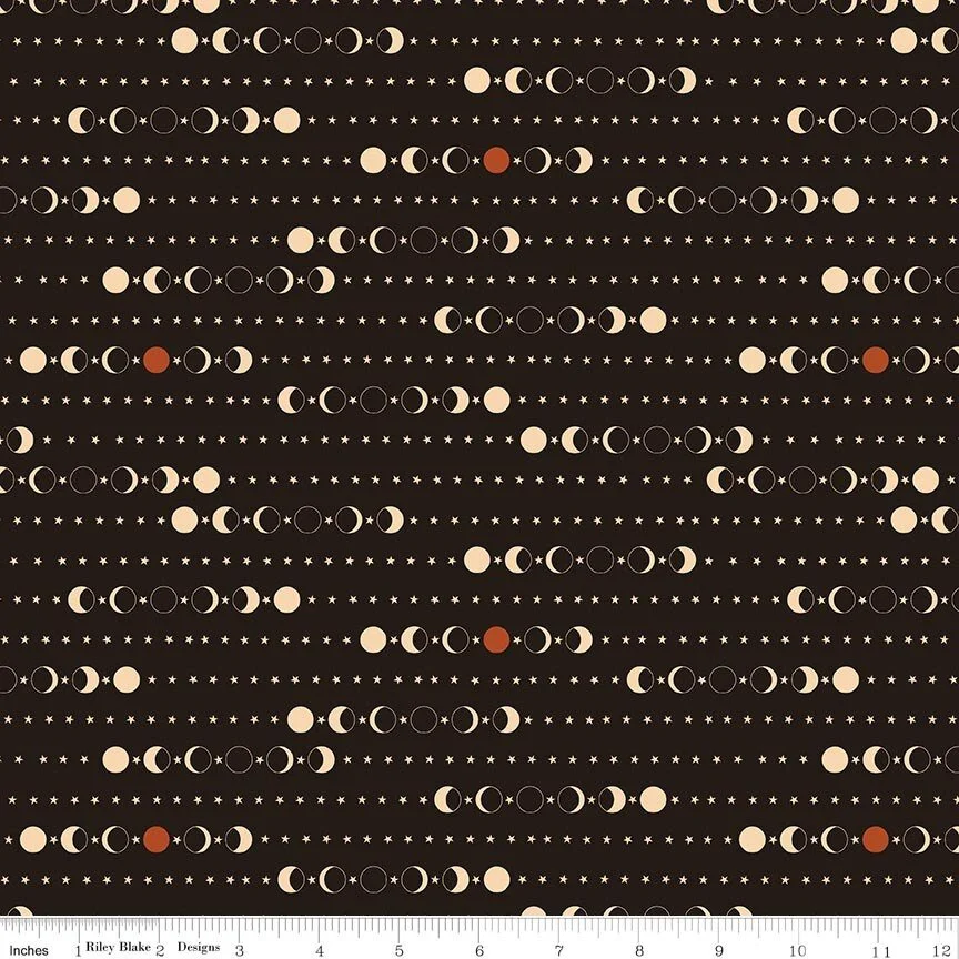 Riley Blake Designs: Secret Garden Moon Phase Black by Amanda Castor (C18043-BLACK)