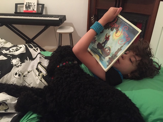 TALOODLES DARCY "Jerome has a moderate intellectual disability, severe language delay, sensory processing challenges, and anxiety issues. Dogs were a major cause of anxiety. It was getting to the point of not being able to walk down the street without it causing distress. We contacted Taloodles for advice and spent several months meeting Sue and some of her beautiful and calm Taloodles. Over this time Jerome went from cowering to cuddling with them. His progress was so good that he was able to visit friends with their dogs and help walk them. He was quite proud of himself being able to do this. Darcy joined our family in 2015 and since then Jerome's confidence around most dogs has grown and it just keeps on growing. We have been able to go to parks and cafes where there are often many dogs and to our amazement Jerome has been relaxed and happy. As a family we have been enjoying our daily walks with Darcy. Jerome can become quiet anxious in a busy noisy street but since Darcy is so calm and ignores all loud noises we have noticed that Jerome is less reactive and becoming calmer too. Darcy also provides many opportunities for Jerome to interact with friends in his community which is fantastic for his conversation skills. Due to his language delay, conversation with his peers can be difficult, but Darcy has proven a great conservation starter for him. Jerome is an only child and Darcy has been become a great buddy for Jerome. He provides companionship and unconditional love. He is accepting of all Jerome's little quirks. We often hear Jerome chatting away to him or playing fetch and other games with him. Together they are becoming quite the partners in crime, both with their ‘cheeky’ personalities. In the few weeks that we have had Darcy we have already noticed a big difference in Jerome. He is much more willing to go out and engage in play and his confidence is growing all round."