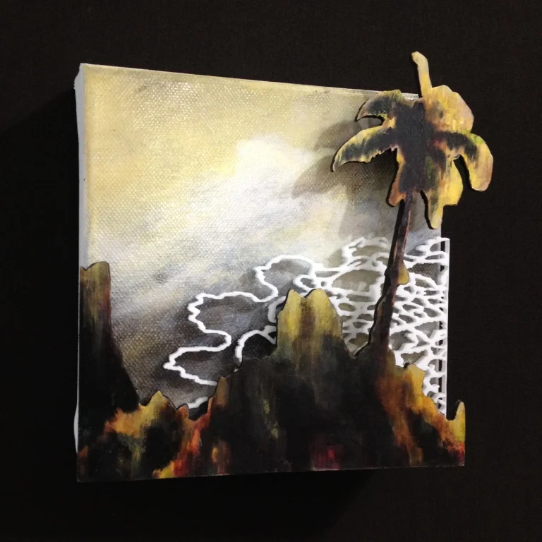 Recent work, a landscape with my laser cut acrylic lace