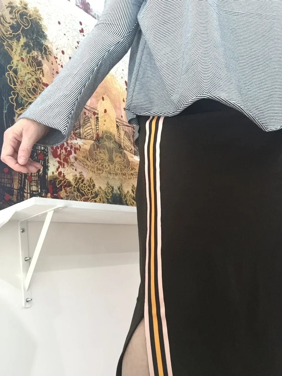 Granny Corner time: Mandy Boat Tee hack + stripe trim skirt