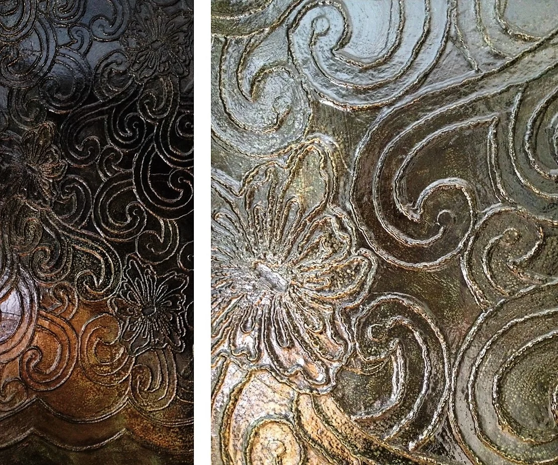 "Embossed" panel, oil on aluminium leaf, private residence Sydney