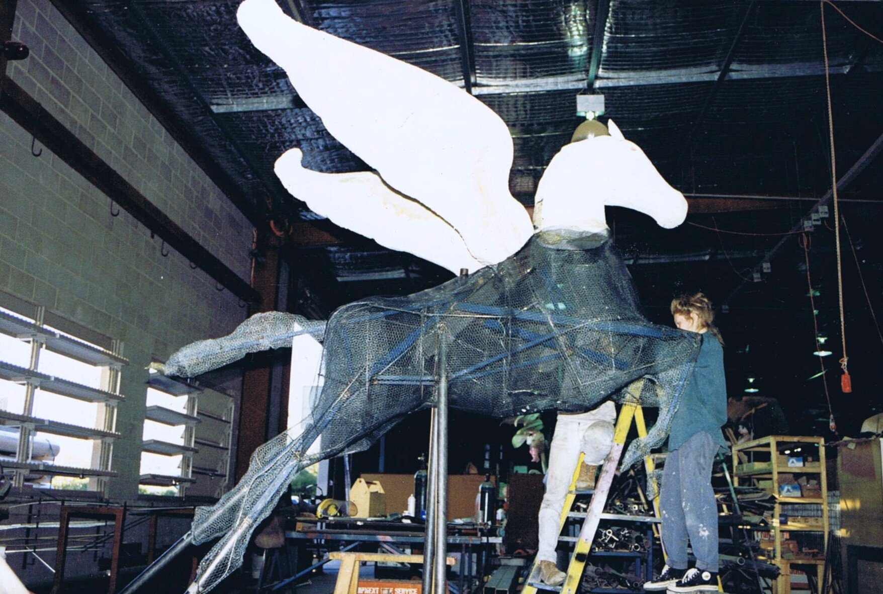 Exhibit Resources Brisbane, making a really huge sculpture of a horse with wings 