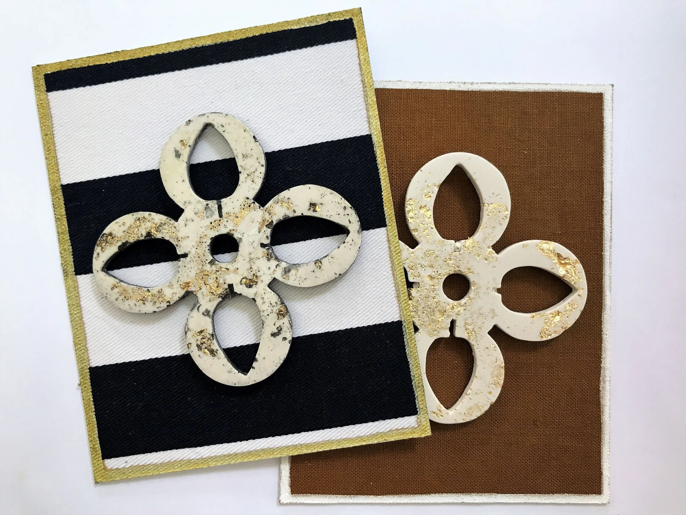 Cast stone plaster "Heartsease" ornaments; gold leaf inclusions, wax patina