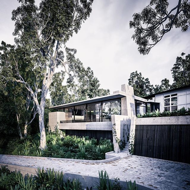 @auhaus #boulevardhouse - a brutalist concrete addition to an existing modernist house
