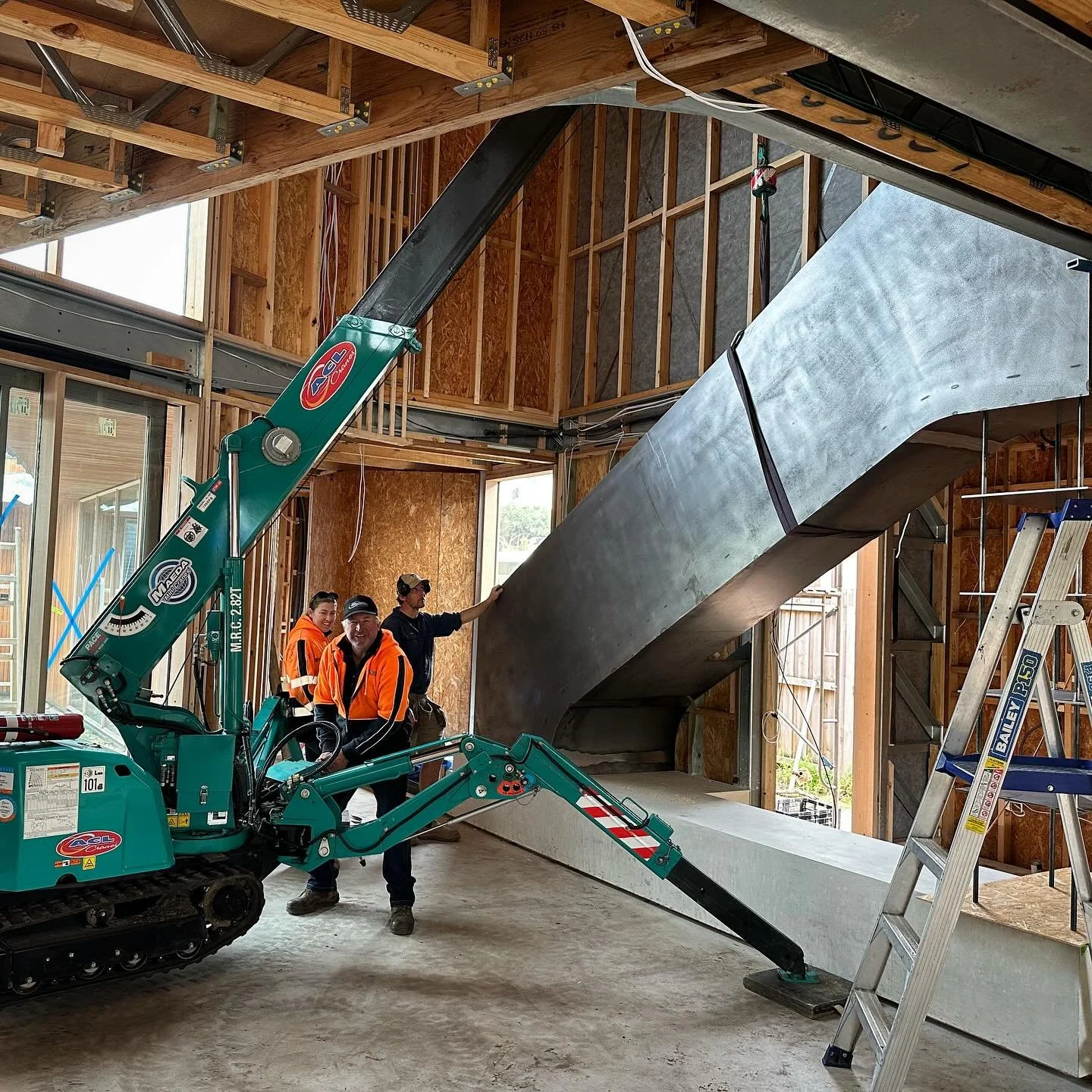 Steel stair going in @auhaus Point Lonsdale house. Lovely work by @bolder_constructions and @oredesigns