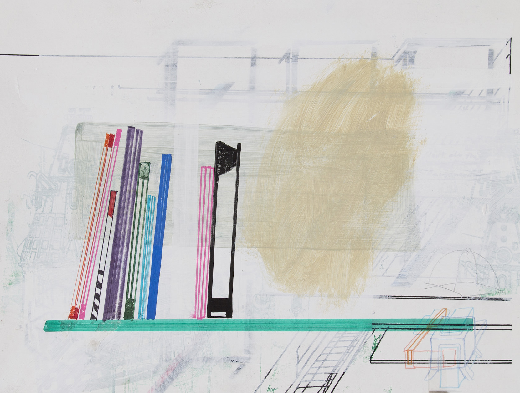 acrylic and market on paper, 14in x 18in, early 2007, unseen flat files.