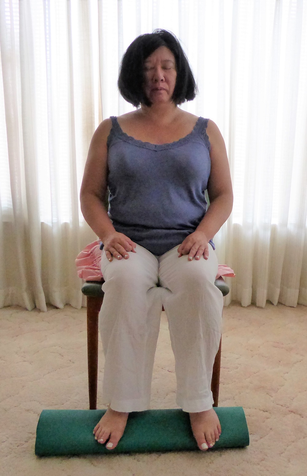 Seated in a chair