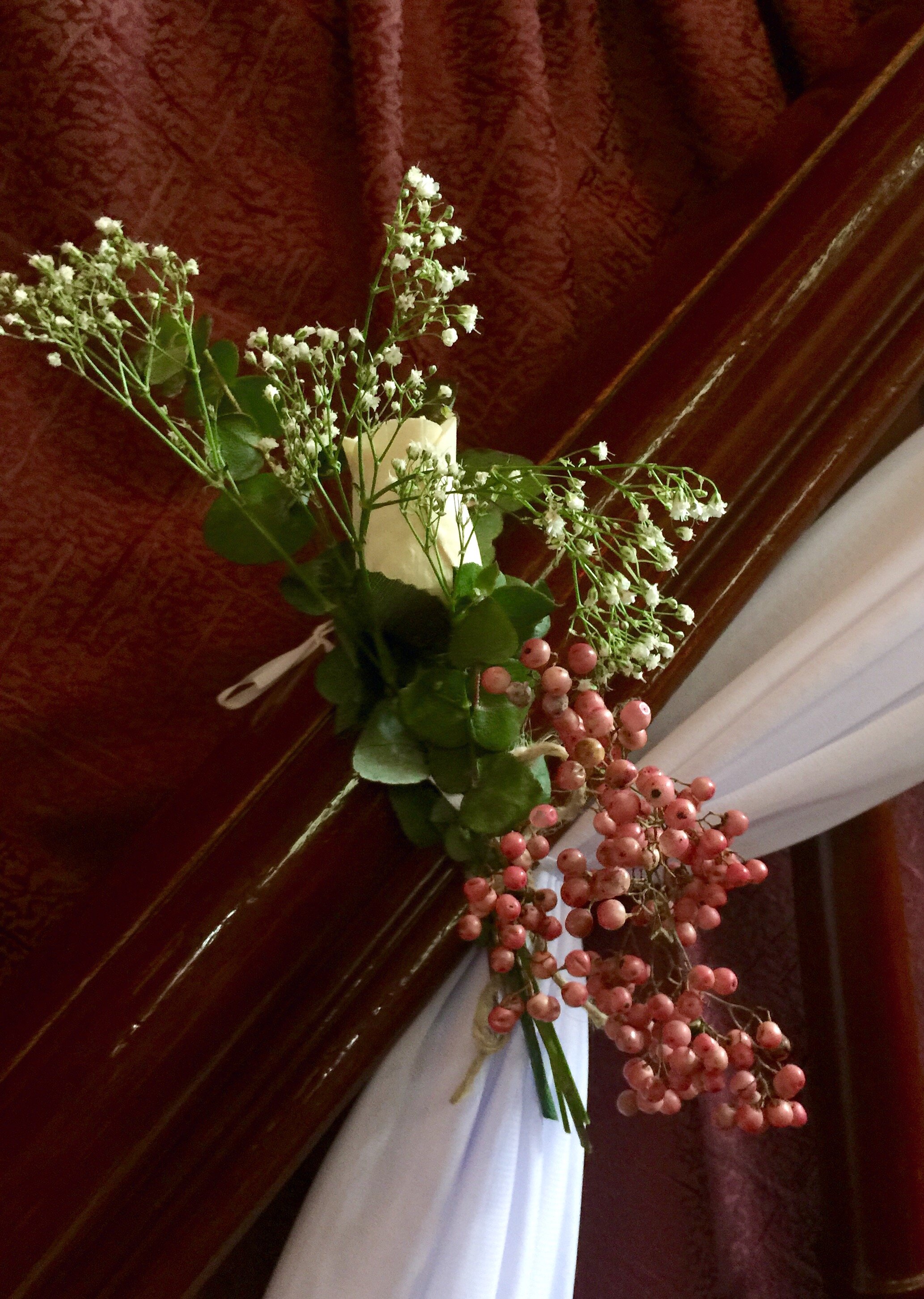 Belle wedding stairs flowers drapery.jpeg