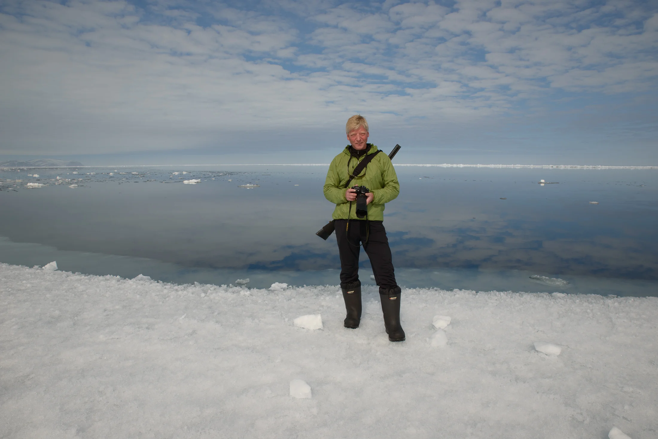 Stephen Gorman on expedition in polar bear country in Baffin Bay. 