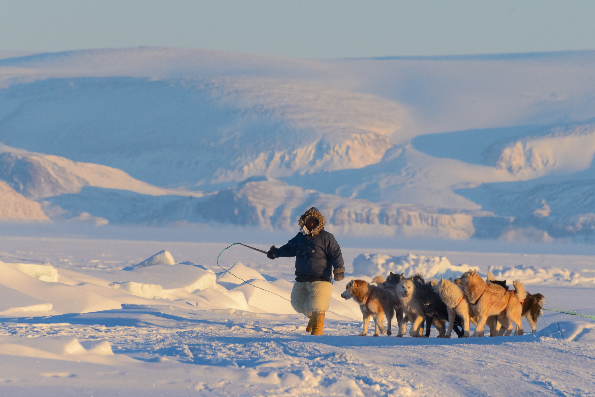 A Polar Inuit Hunter on the Sea Ice - Thule Region, Greenlansd