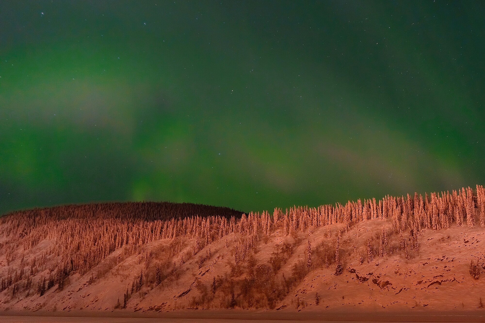 Northern Lights Above the Yukon River at Thirty Below Zero