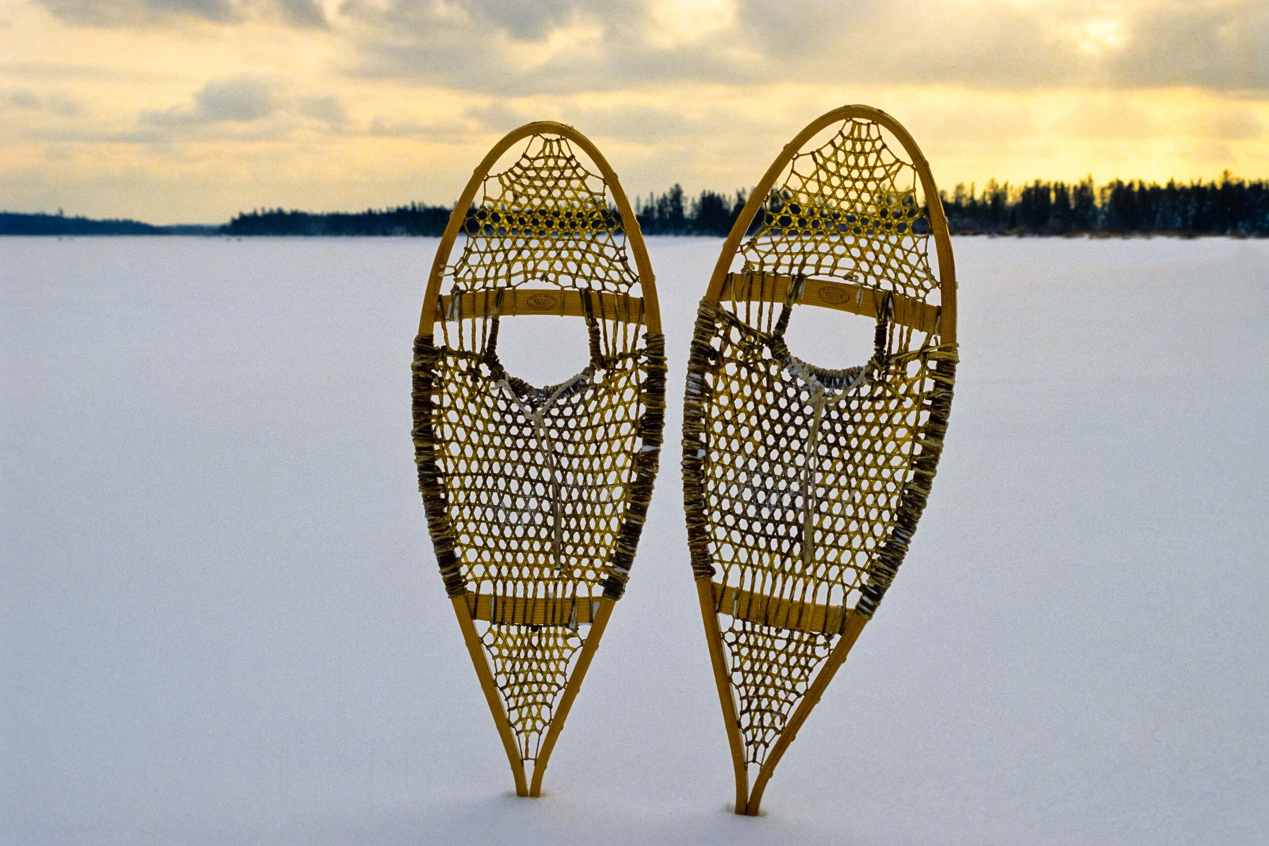 Classic Maine Snowshoes at Sunset, -23 Degrees F Below Zero