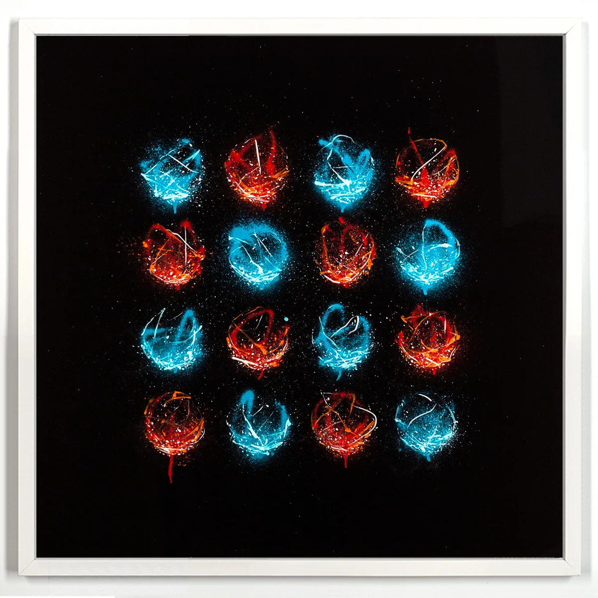 Detroit Entities α Acrylic and Spray Paint on Plexiglass 52" x 52" $1,800 Includes a 1" 1/2 White Wood Frame