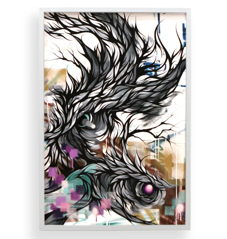 Tread These Waters Called Waves Spray Paint & Acrylic on Cradled Wood Panel 25" x 37" $900