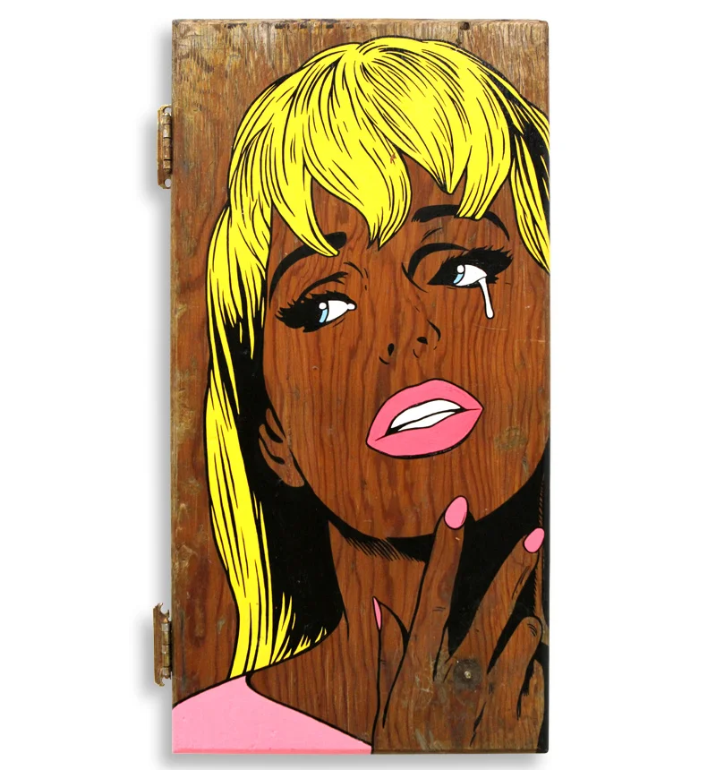 Ben Frost The Day You Went Away Acrylic on Found Cupboard Door 11" x 21" 1/2 SOLD