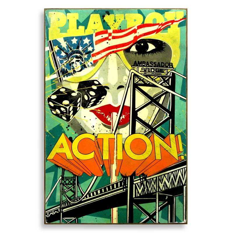Denial International Action Spray Paint on Wood 24" x 36" $750