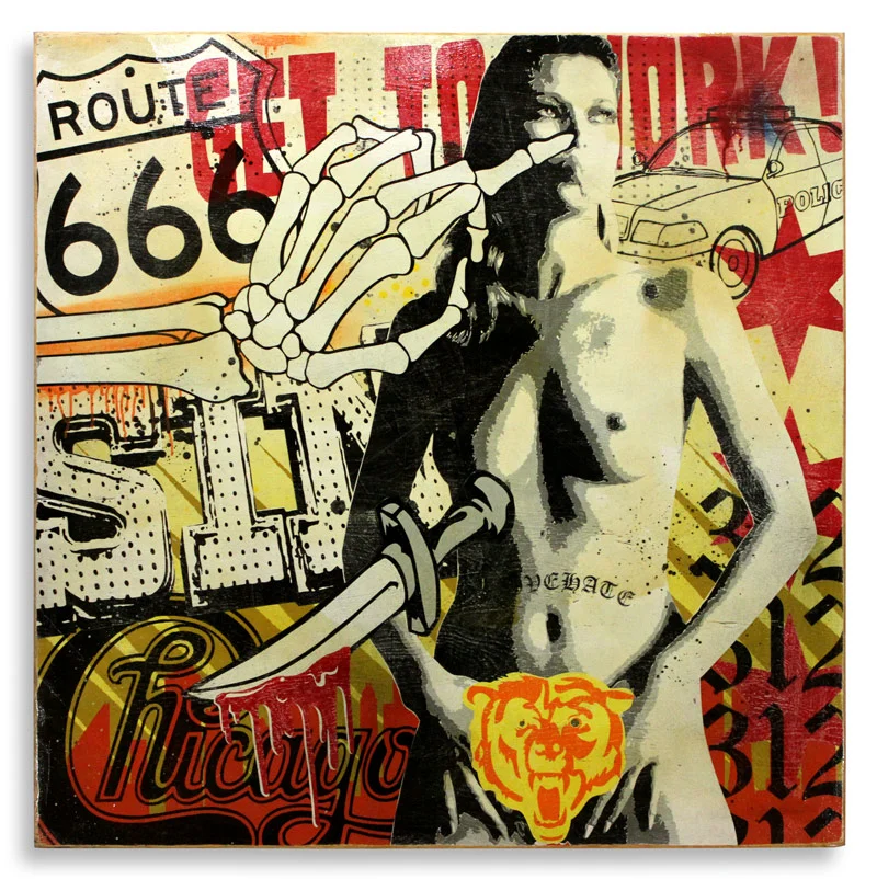 Denial Thirty-One Two Spray Paint on Wood 48" x 48" SOLD