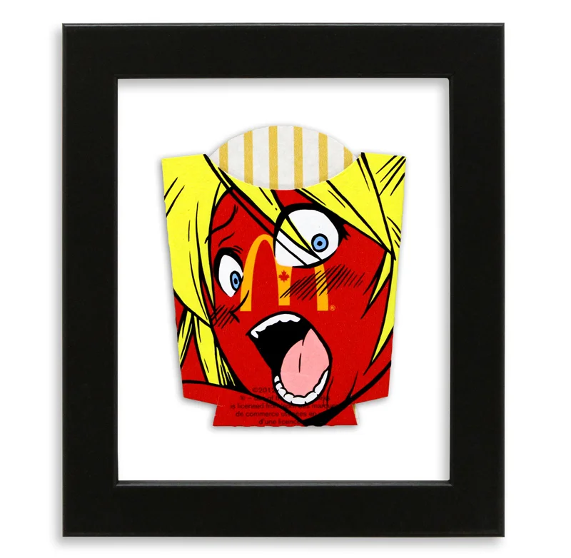 Ben Frost I'm Lovin' It Acrylic on McDonald's Fries Packaging 6" x 7" $250 SOLD