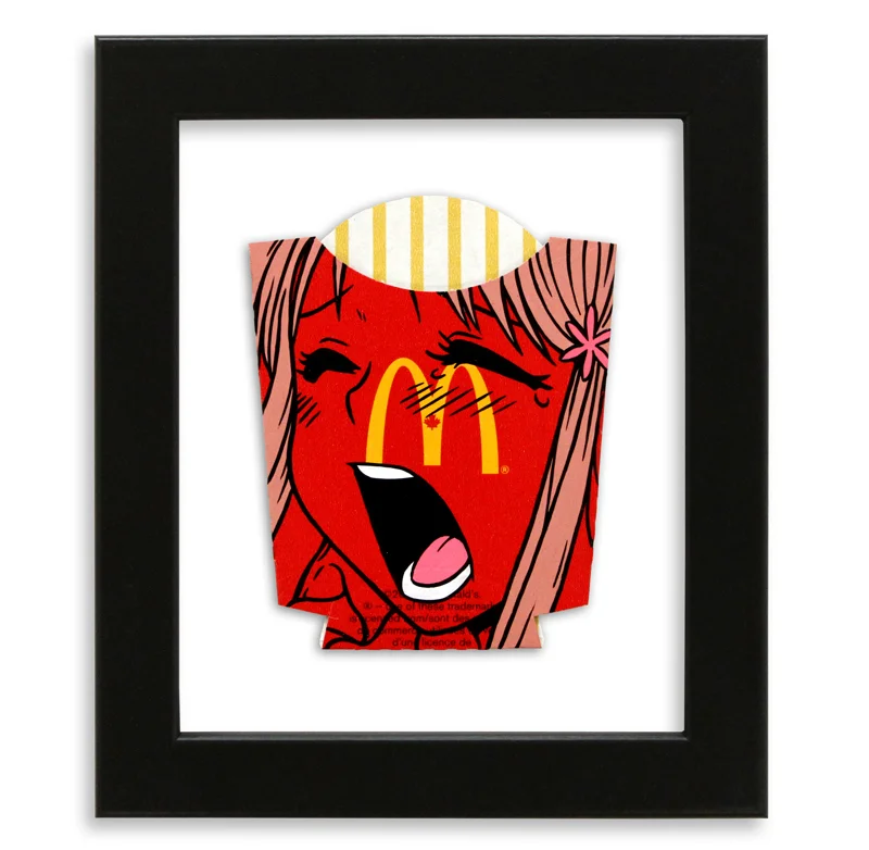 Ben Frost We've Got It All For You Acrylic on McDonald's Fries Packaging 6" x 7" $250 SOLD