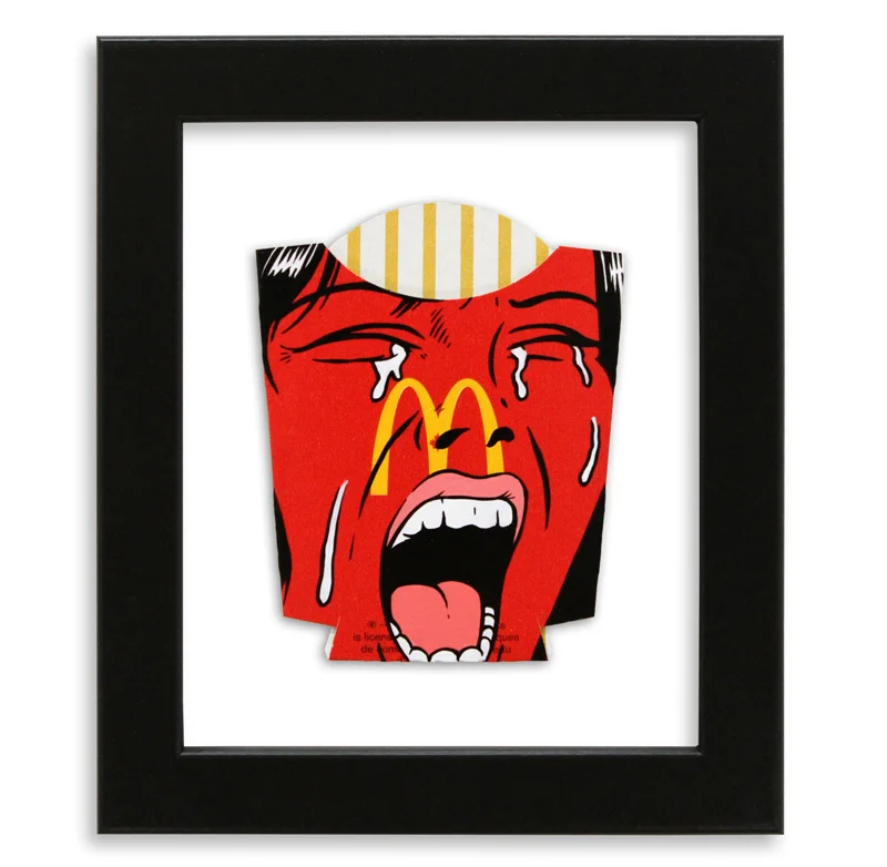 Ben Frost Eat In Or Take Away? Acrylic on McDonald's Fries Packaging 6" x 7" $250 SOLD
