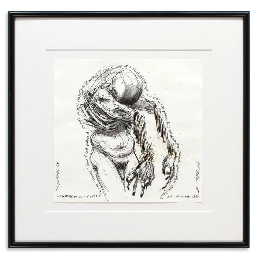 Symbiosis Pen, Ink, Acrylic 13" x 13.5" Framed SOLD