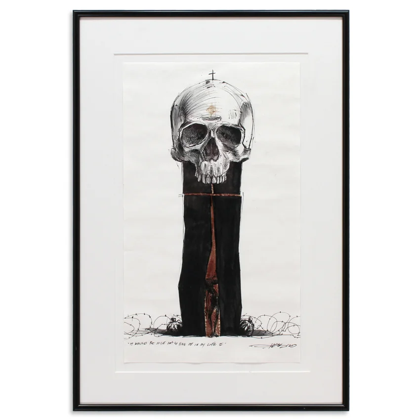 It Would Be Nice Not To Have Me In My Life II Pen, Ink, Acrylic 14.25" x 20" Framed SOLD