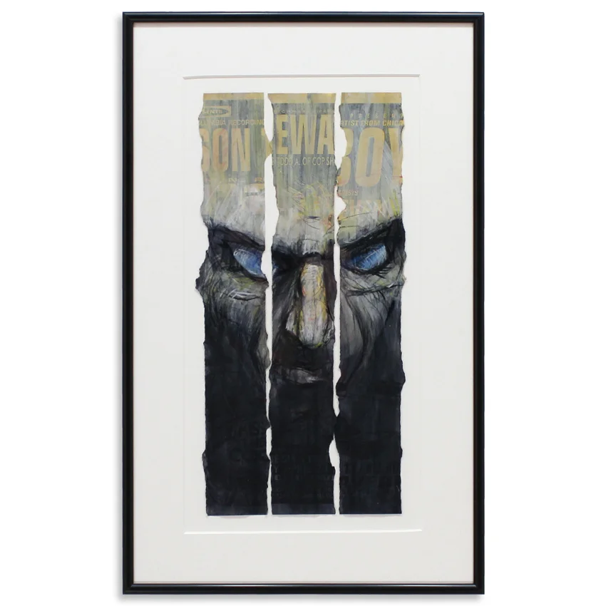Untitled 3 Mixed Media on Three Concert Fliers 9" x 12" Framed SOLD