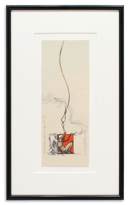 Thinking Outside the Box V Pen, Ink, Acrylic 8.25" x 15" Framed SOLD