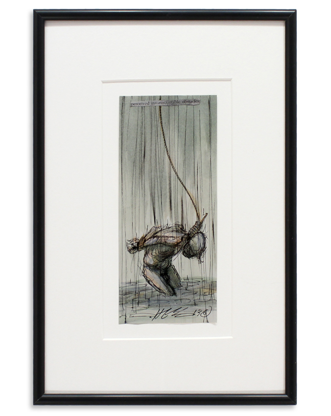 Perceived Insurmountable Odds Pen, Ink, Acrylic 8.5" x 12.5" Framed SOLD