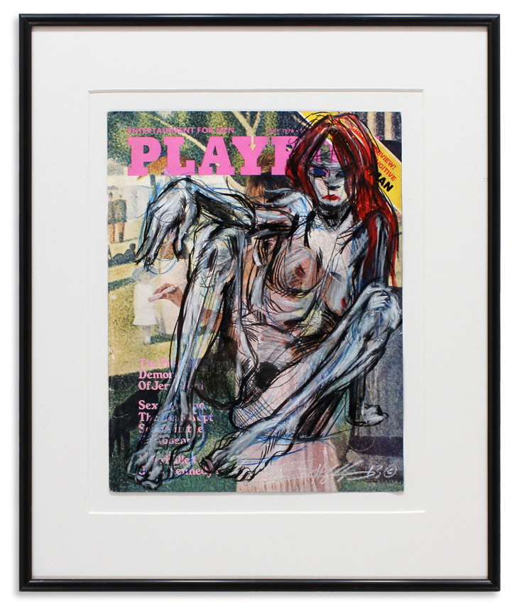 Playboy May 1976 II Retro Playboy cover & grease pencils 13.5" x 16.25" Framed SOLD