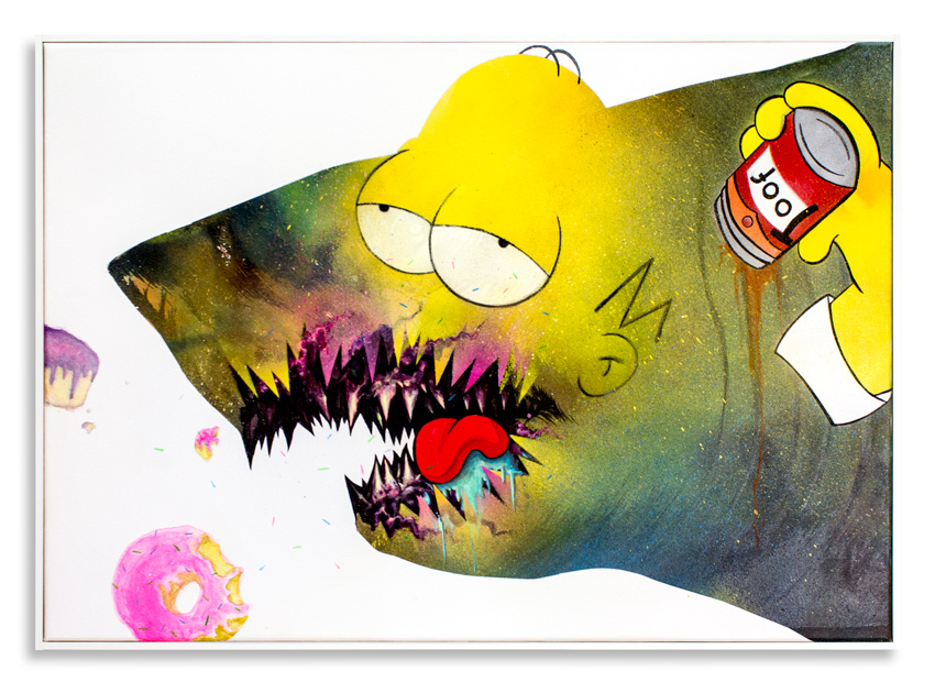 Cici Nestpas Une Homer Simpson Acrylic on Canvas 27" x 19" SOLD Click Here to Purchase