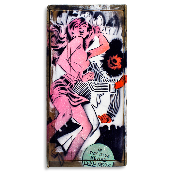 Baby Aerosol on 1940's Bottle Crate 11" x 21.75" x 5.75" SOLD Click Here to Purchase