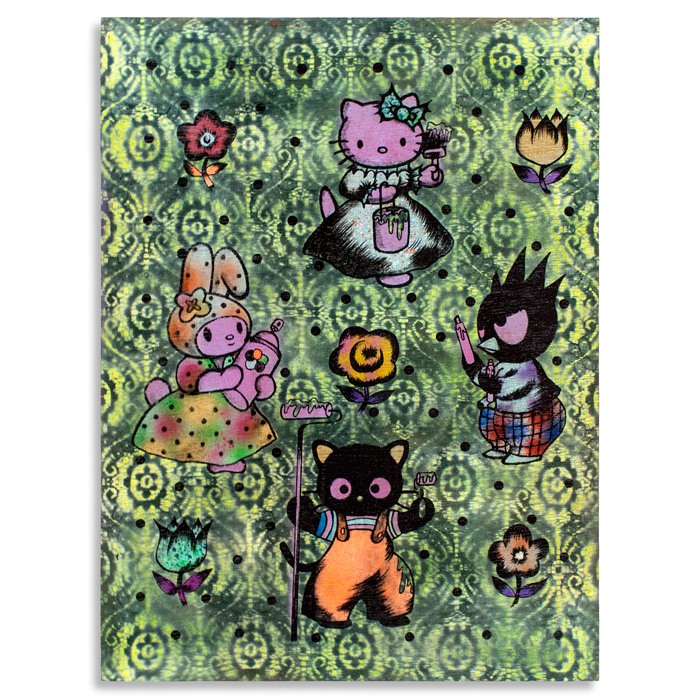 Sanrio Vandals Acrylic, House Paint & Aerosol on Cradled Wood 18" x 24" x 2.5" SOLD Click Here to Purchase