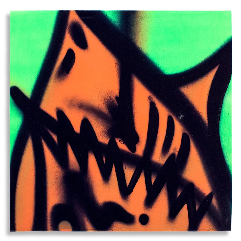Shark Toof Throw Up 1 Aerosol on Cradled Wood 12" x 12" SOLD
