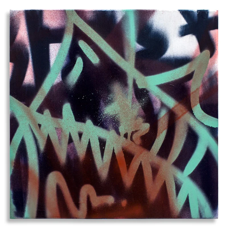 Shark Toof Throw Up 3 Aerosol on Cradled Wood 12" x 12" SOLD Click Here to Purchase