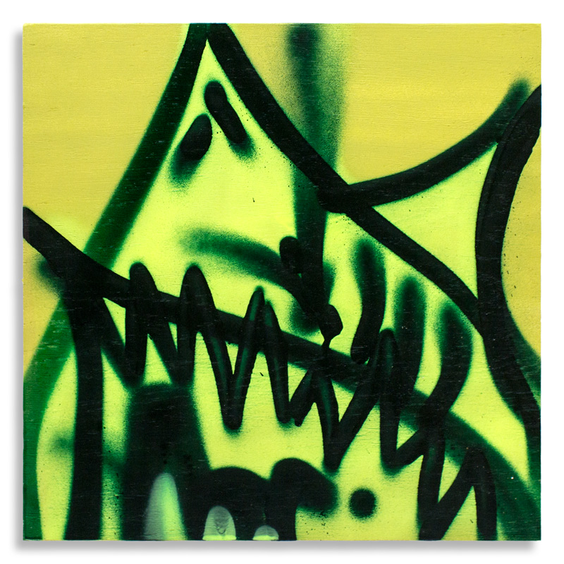Shark Toof Throw Up 7 Aerosol on Cradled Wood 12" x 12" $100 Click Here to Purchase
