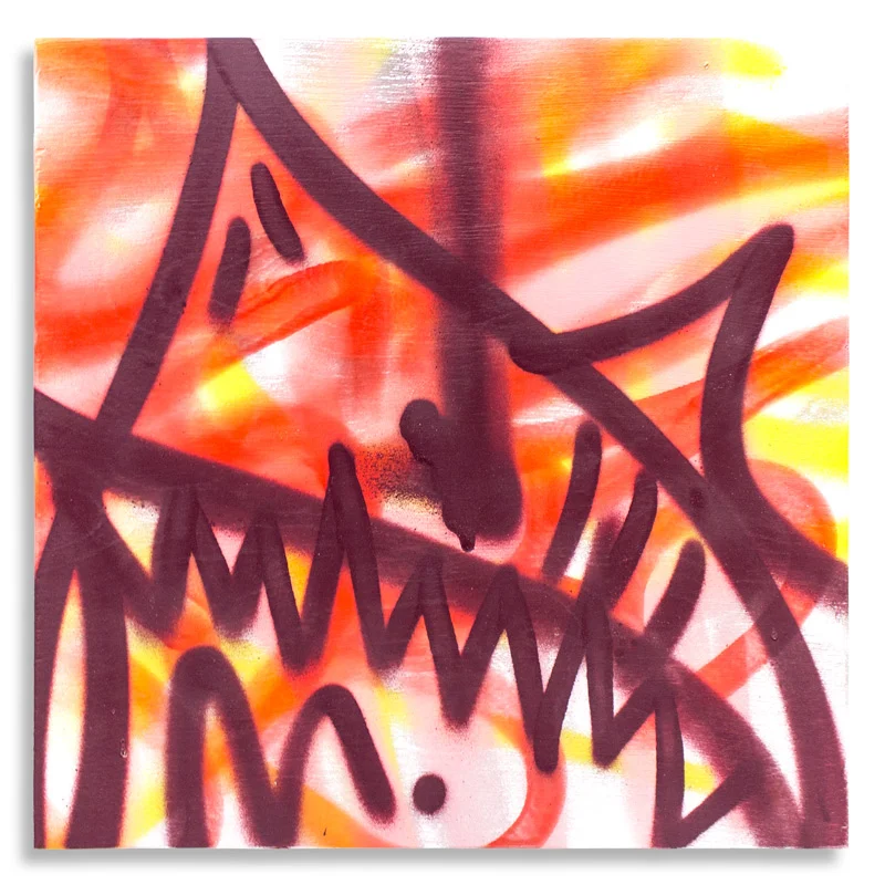 Shark Toof Throw Up 11 Aerosol on Cradled Wood 12" x 12" SOLD Click Here to Purchase