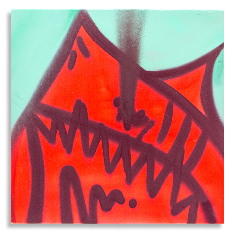 Shark Toof Throw Up 13 Aerosol on Cradled Wood 12" x 12" SOLD Click Here to Purchase