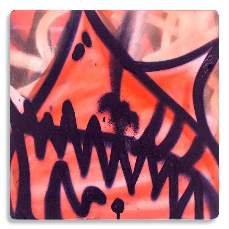 Shark Toof Throw Up 16 Aerosol on Cradled Wood 12" x 12" $100 Click Here to Purchase