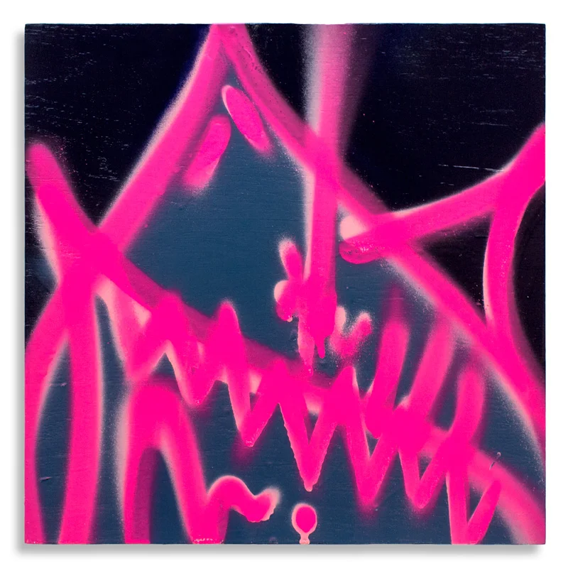Shark Toof Throw Up 17 Aerosol on Cradled Wood 12" x 12" SOLD