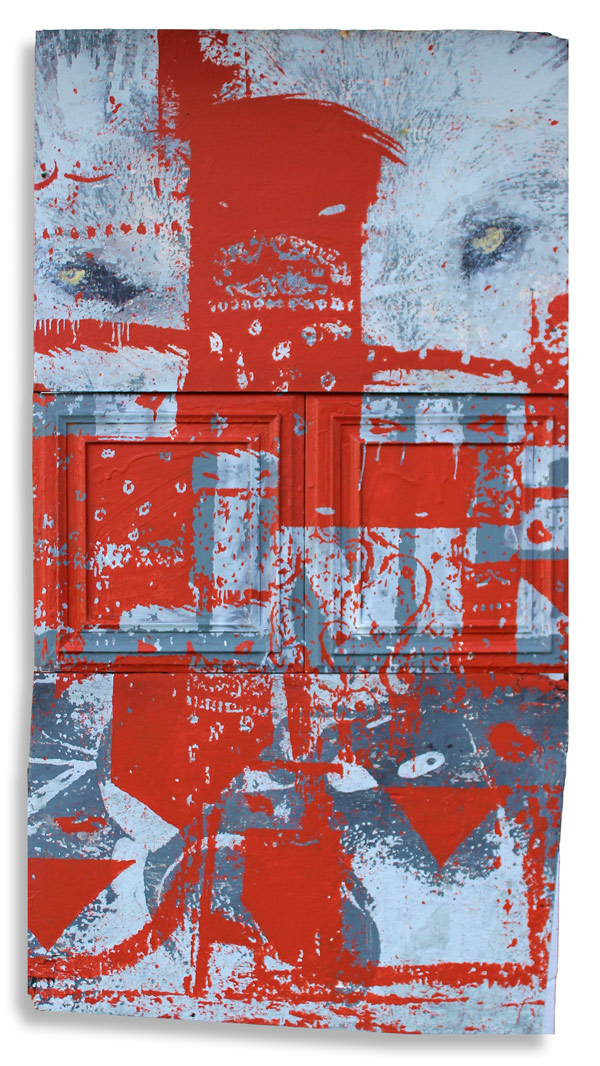Wolf Gang 30 x 62 Inches Mixed Media on Wood Panel $2,500