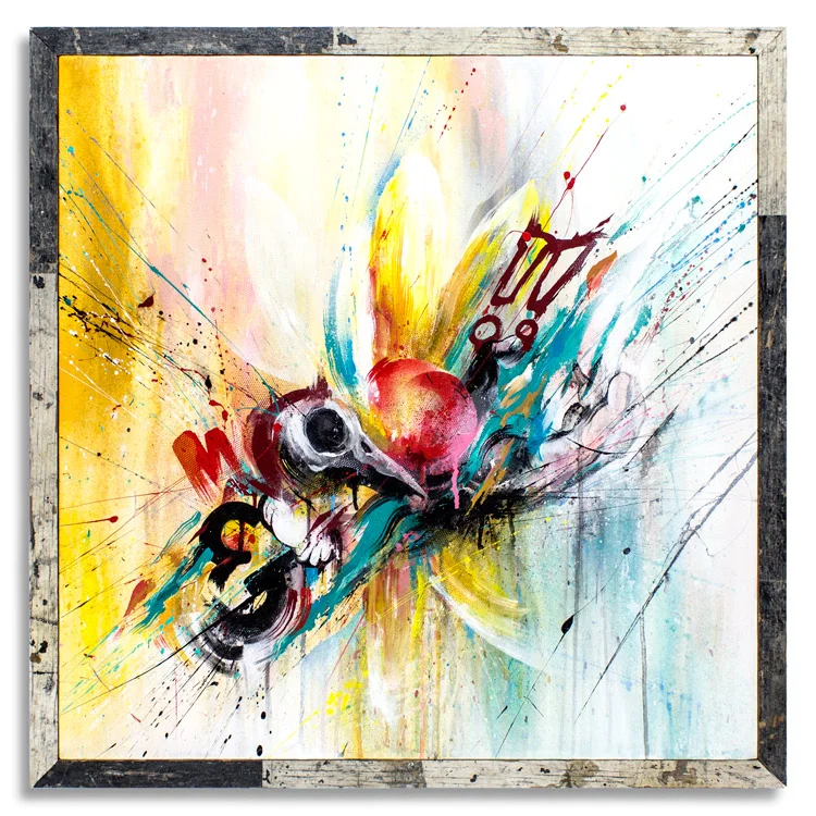 Hearts & Hands 26 x 26 Inches + 1.5 inch Reclaimed Wood Frame Aerosol and Acrylic on Canvas SOLD